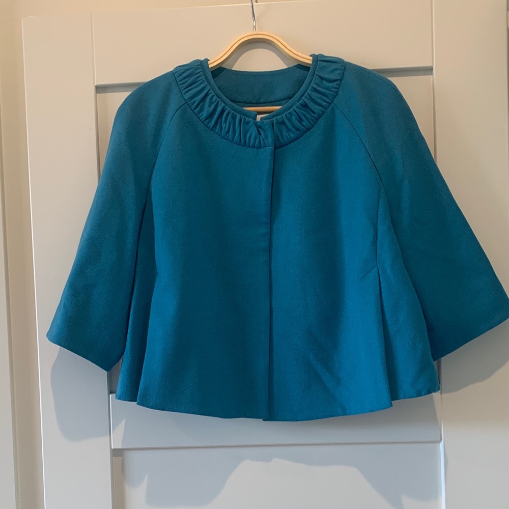 Teal Ruffled Collar Jacket